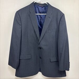 Tommy Hilfiger Blazer Men's Size 44R Navy‎ Blue Plaid Suit Jacket Sports Coat